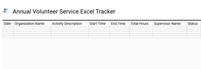 Annual Volunteer Service Excel Tracker