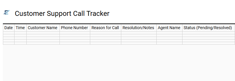 Customer Support Call Tracker
