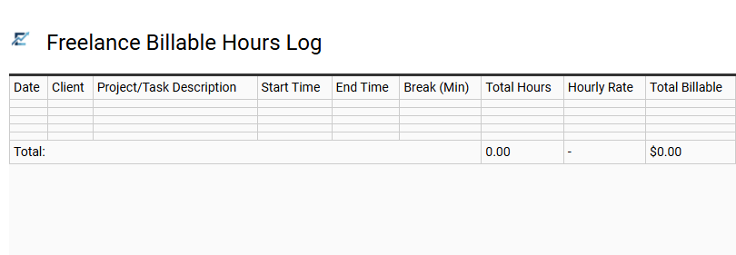 Freelance Billable Hours Log