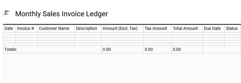 Monthly Sales Invoice Ledger