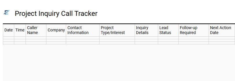 Project Inquiry Call Tracker