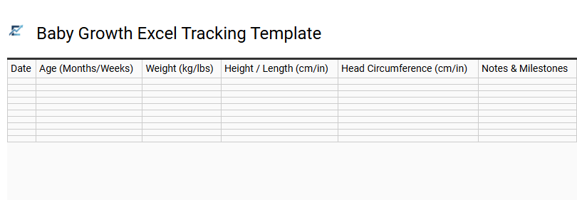 Baby Growth Excel Tracking Template