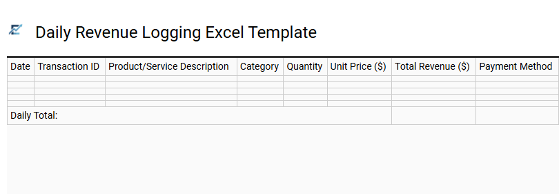 Daily Revenue Logging Excel Template