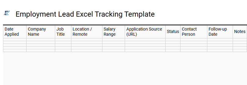 Employment Lead Excel Tracking Template