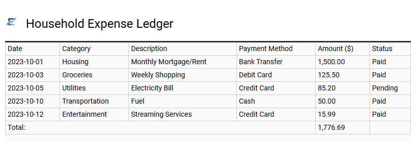 Household Expense Ledger