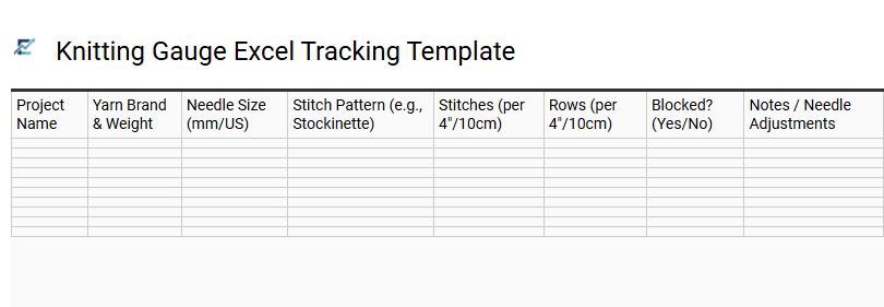 Knitting Gauge Excel Tracking Template