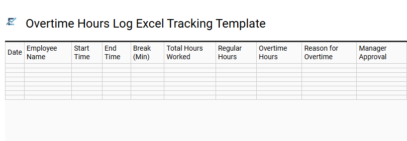 Overtime Hours Log Excel Tracking Template