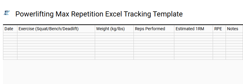 Powerlifting Max Repetition Excel Tracking Template