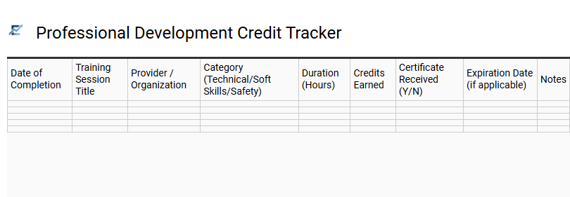 Professional Development Credit Tracker
