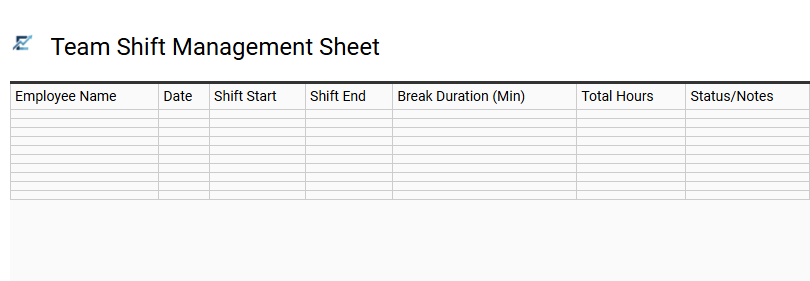 Team Shift Management Sheet