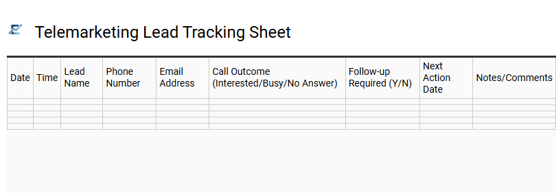 Telemarketing Lead Tracking Sheet