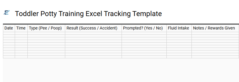 Toddler Potty Training Excel Tracking Template