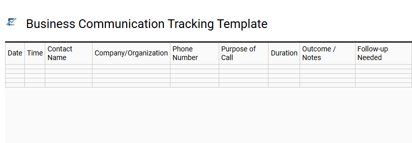 Business Communication Tracking Template