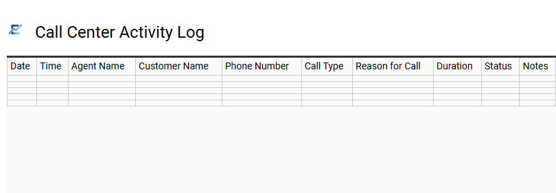 Call Center Activity Log