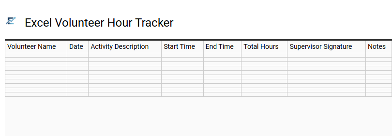 Excel Volunteer Hour Tracker