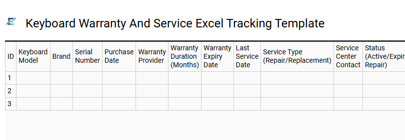 Keyboard Warranty And Service Excel Tracking Template