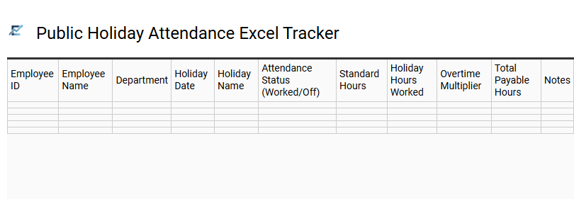 Public Holiday Attendance Excel Tracker