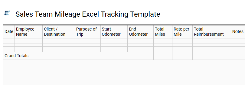 Sales Team Mileage Excel Tracking Template