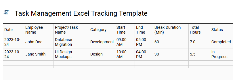Task Management Excel Tracking Template