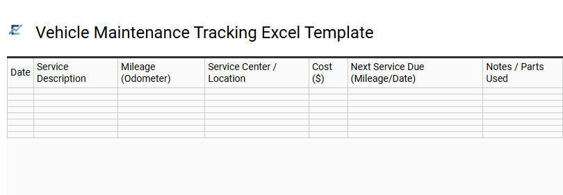 Vehicle Maintenance Tracking Excel Template