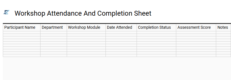 Workshop Attendance And Completion Sheet