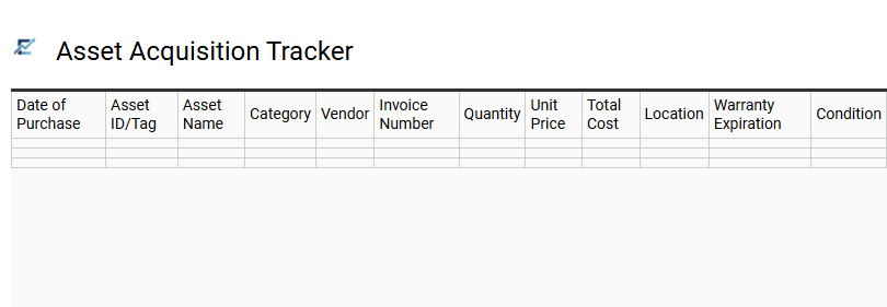 Asset Acquisition Tracker