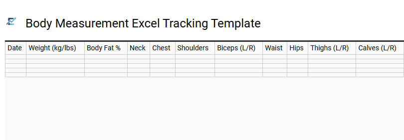 Body Measurement Excel Tracking Template