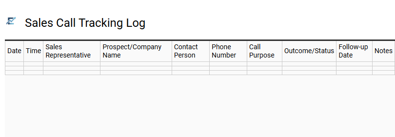 Sales Call Tracking Log