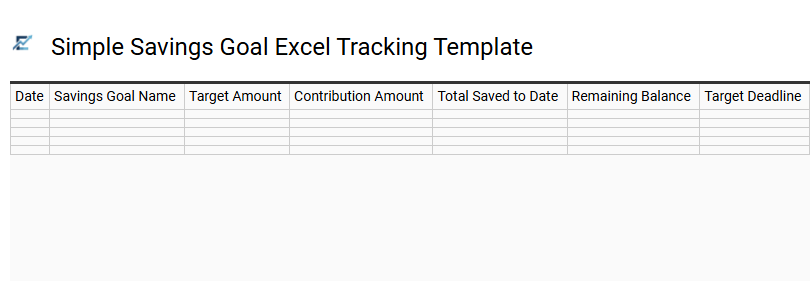 Simple Savings Goal Excel Tracking Template