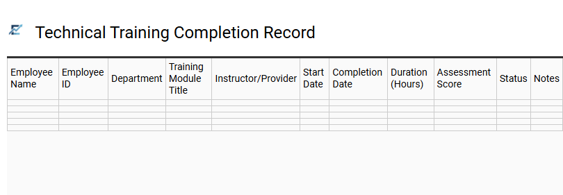 Technical Training Completion Record