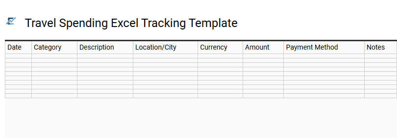 Travel Spending Excel Tracking Template