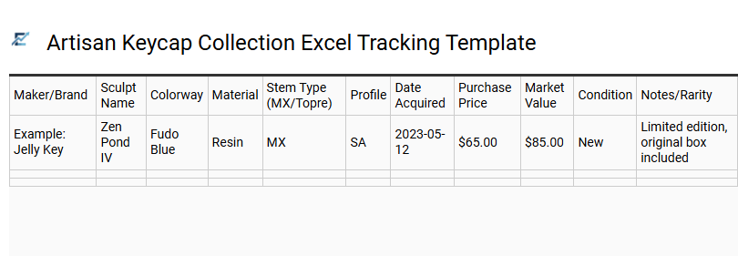 Artisan Keycap Collection Excel Tracking Template