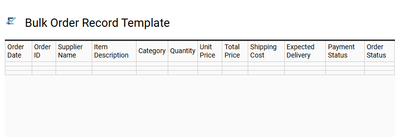 Bulk Order Record Template