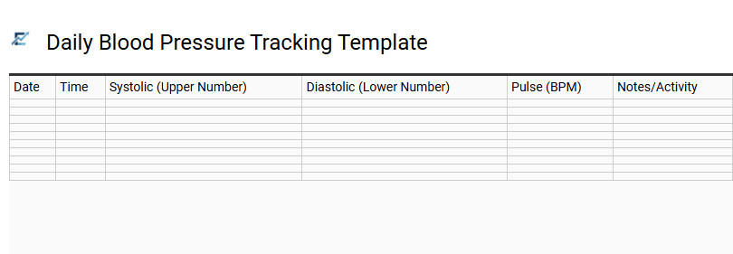 Daily Blood Pressure Tracking Template