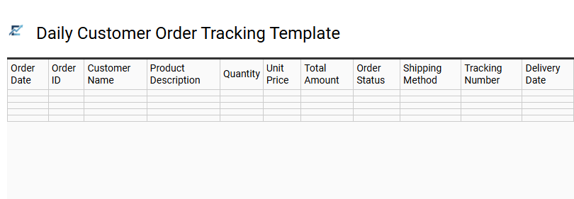 Daily Customer Order Tracking Template