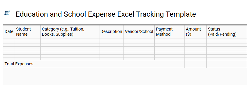 Education and School Expense Excel Tracking Template