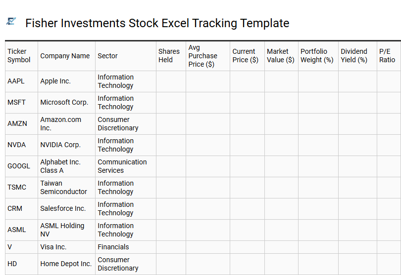 Fisher Investments Stock Excel Tracking Template