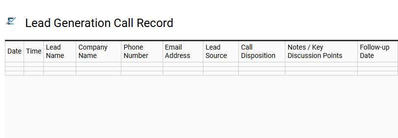 Lead Generation Call Record