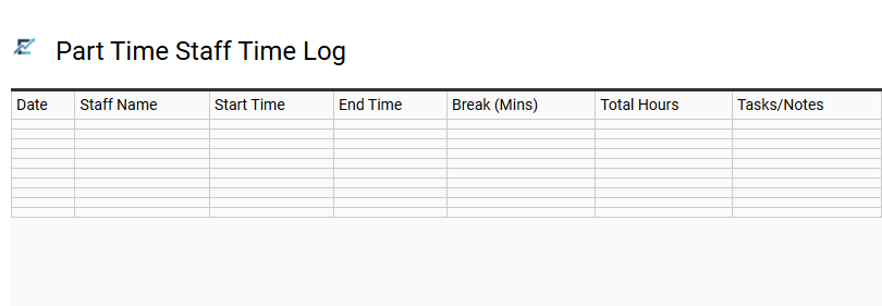 Part Time Staff Time Log