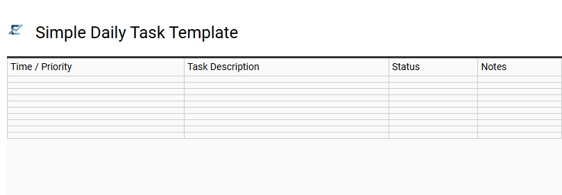 Simple Daily Task Template