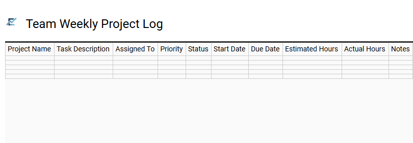 Team Weekly Project Log