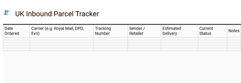 UK Inbound Parcel Tracker