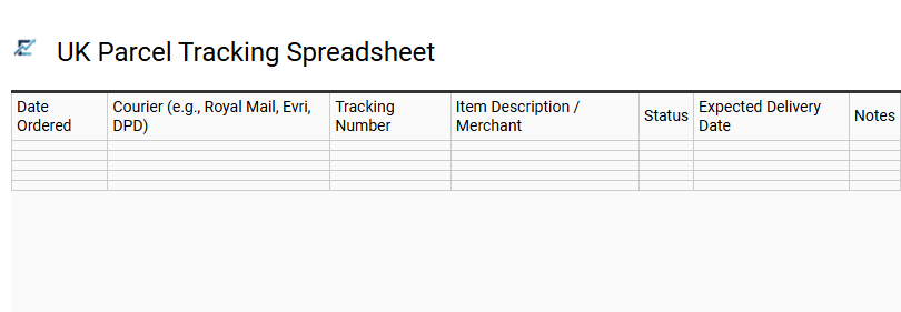 UK Parcel Tracking Spreadsheet