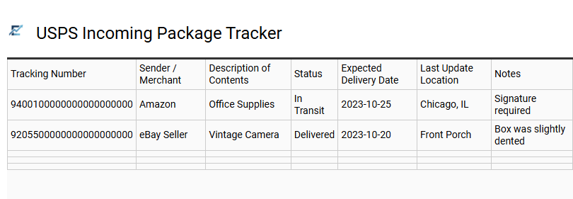 USPS Incoming Package Tracker