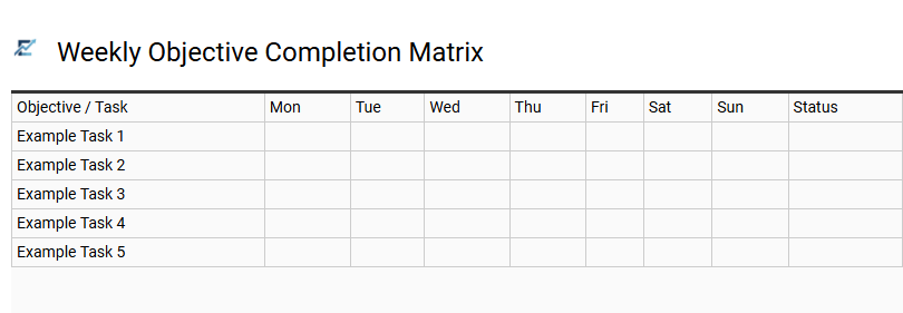 Weekly Objective Completion Matrix