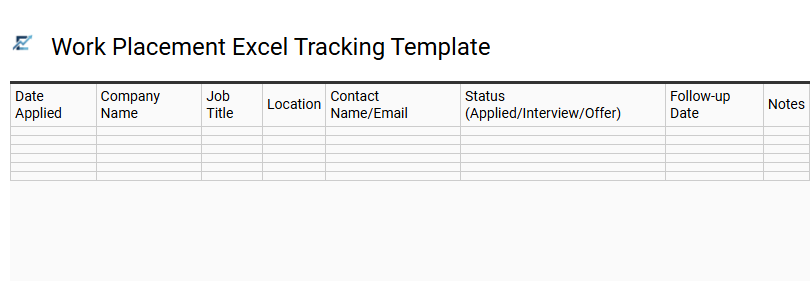 Work Placement Excel Tracking Template