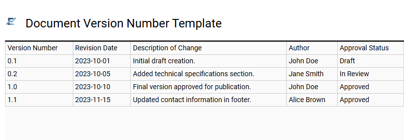 Document Version Number Template
