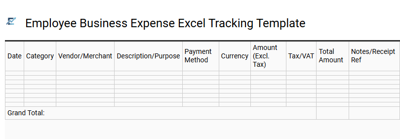 Employee Business Expense Excel Tracking Template