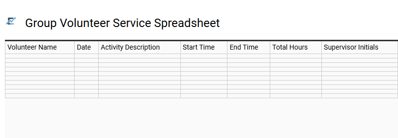 Group Volunteer Service Spreadsheet