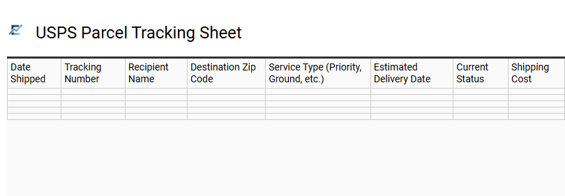 USPS Parcel Tracking Sheet